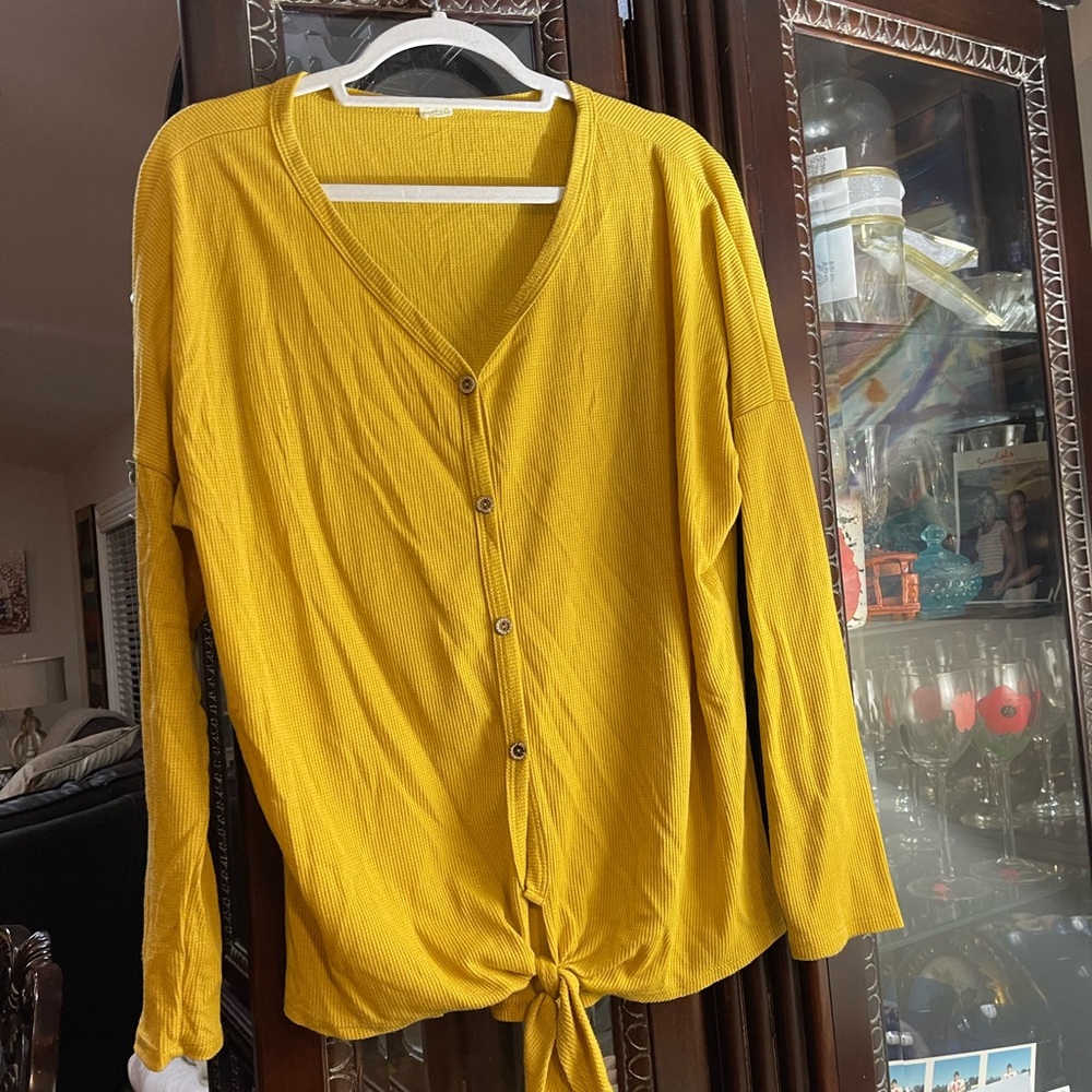 Yellow Button-Down Women's Top